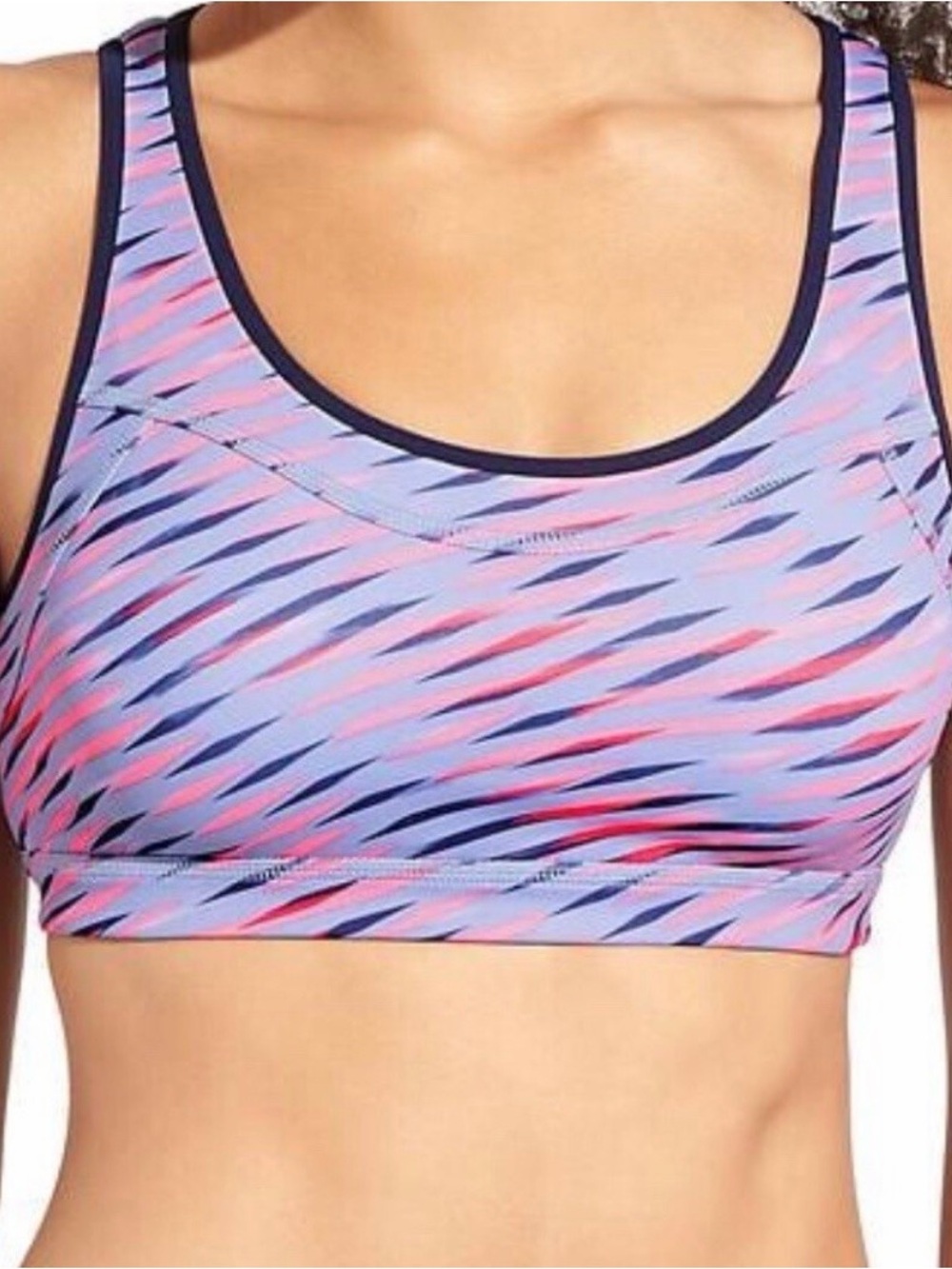 Athleta Sports Bra Womens Size S Blue Pink Double Dare Athletic Racerback Yoga.